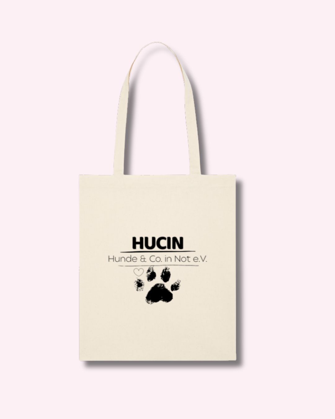 HUCIN Logo Pfote in schwarz auf Beutel natur