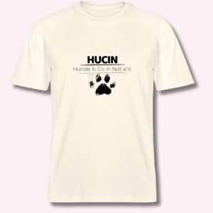 Offizielles Vereins T-Shirt Tierschutz Bio Sand Schwarz HUCIN Logo